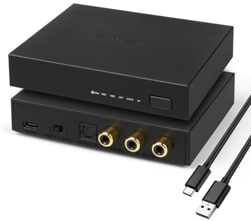 SMSL PS200 ES9039Q2M MQA DAC, XMOS XU316 PCM32Bit/768kHz DSD512 USB DAC, Convertitore D/A Ottico/Coassiale/USB/Bluetooth a RCA, HiFi Audio DACs per PC/Telefono/Tablet/TV/lettore CD/Altoparlanti attivi