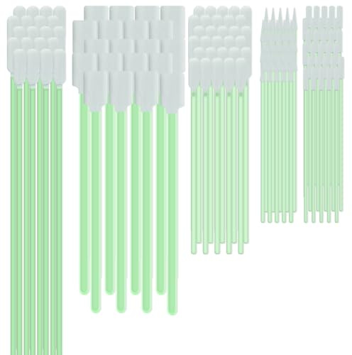 Cleaning Swab Kit 130 Pcs,Multi-Purpose Microfiber Knitted Polyester Swab Sticks (5 Types) Lint Free Swabs for Inkjet Printer Print Head Optics Lens Camera Optical Equipment Auto Detailing
