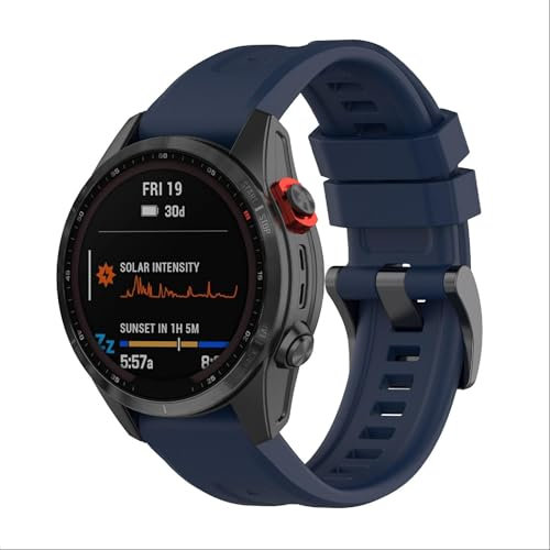 GIOPUEY Armband Kompatibel mit Garmin Fenix 8 43MM, Weiches Silikon Armband [Verschleißfest] [Atmungsaktiv] Ersatzarmband - Midnight Blue