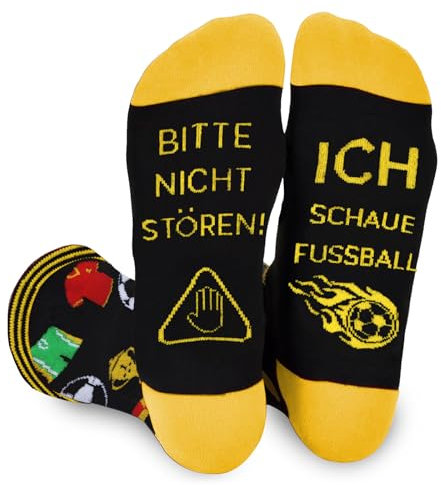 TUZELIYA Fussball Socken, Neuheit Lustige Socken mit Spruch Bitte Nicht Stören Ich Schaue Fußball, Lustige Geschenke für Männer, Fussball Geschenke für Mann Herren Geburtstag Vatertag Weihnachts