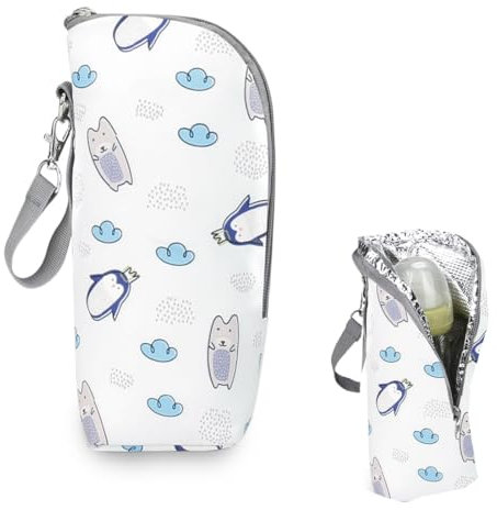 LONZIKP Borsa Termica per Biberon, Borsa Isolante per Babyflasche, Scaldabiberon Portatile, Per Passeggini e Viaggi All'Aperto