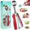 Eisportionierer Edelstahl 304 Eislöffel Portionierer Eiskugelportionierer mit Auslöser und Komfortablem Griff für Eiscreme, Reisbällchen, Teig, Kuchen, Fleischbällchen und Fruchtfleisch(Rot)