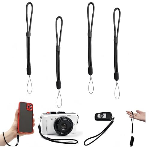 Kamera Handschlaufe 4 Stück - Verstellbare Paracord Handgelenkschlaufen für Kameras, Handys & Schlüssel (25 cm, Schwarz) - Rutschfeste & leichte Tragegurte für Outdoor, Reisen & Alltag