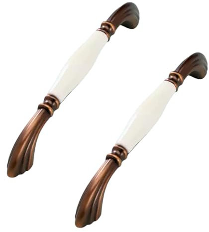 jiajulashou123 2 Stück Schrankgriffe Keramik Griffe Vintage Schubladegriff Zinklegierung Türgriffe Retro Möbelgriffe für Küchenschrank Schubladen Kommoden (Coffee,Pitch:160mm)