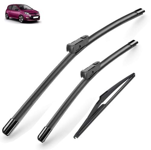 Vorne und Hinten Wischer Set Für Renault Twingo 2 BJ 2007-2014 2008 2009 beschichtet scheibenwischer klinge 24 16 12(Right hand drive)