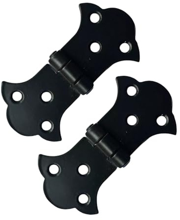 Antique Cast Iron Butterfly Door Hinges, Black, 2-Piece Set