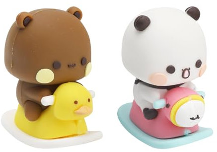 ZMDMAH 2 Stücke Bubu Dudu Wackelfigur, Panda-Bär Kawaii Auto Deko Ornament,wackelfigur Auto,Kinder Spielzeug Geschenk,Sammlerstück Büro und Heim Dekoration, Niedliche Tischfigur