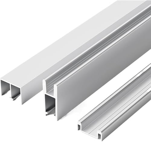 5mm Sliding Glass Door Track Kit, Aluminum Track with Silent Glide Design Slide Rail Kit for Display Cabinets, Bookcases & Wardrobes(Silver,80cm)