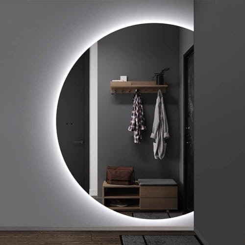 ZXDTVFGN Specchio da Trucco a Mezzaluna Oscurante 28x43 Pollici Specchio da Ingresso Decorativo a 3 Colori retroilluminato a Figura Intera antiappannamento infrangibile Specchio da