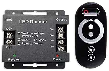 Fuhjythy 18A LED Monochrome Controller Dimmer 12V 24V with Wireless Touch Remote Control for Single Color Light Bar