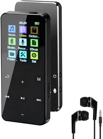 COVVY Reproductor MP3 de 72 GB con Bluetooth, reproductores de audio digital MP3 con altavoz, radio FM, reproductor de video, grabadora de voz, función de libro electrónico, sonido HiFi sin pérdidas