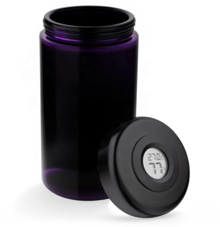 Generisch UV-Schutz Vorratsglas/Stash Jar mit Digitalem Feuchtigkeits- und Temperaturmesser im Deckel, Violett-Schwarz (3x1000ml)