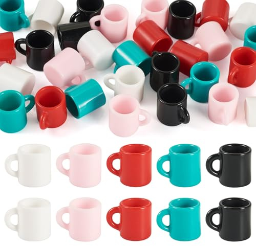 Craftora Resin Coffee Cup Charms Mini Imitation Drink Pendants Cute Tableware Cup Hanging Ornament for DIY Crafts Bracelet Necklace Jewelry Making
