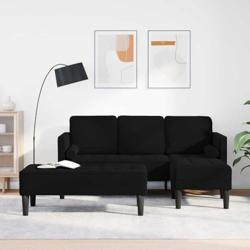 Massbinet Ecksofa L Form Sofa Sofa Set 2 pcs Schwarz 173 x 131 x 67 cm Samt