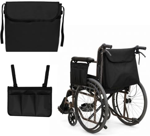 2Pcs Wheelchair Storage Bag Set, Waterproof Organizer Pouch