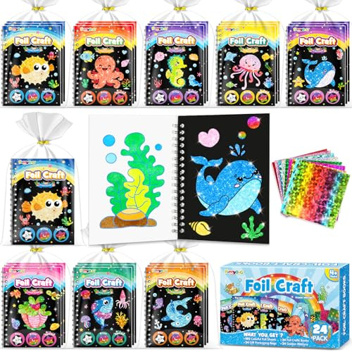 FUNNYB&G 24 Kit Foil Art attività Libri Gadget Compleanno Bambini