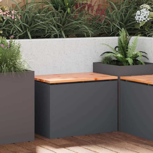Pyvara Gartenbank aus massivem Douglasienholz und Stahl, 60 x 40 x 43 cm, wetterfest lackiert, 1-Sitz, stabil und pflegeleicht für Terrasse, Balkon, Garten und Outdoor Nutzung