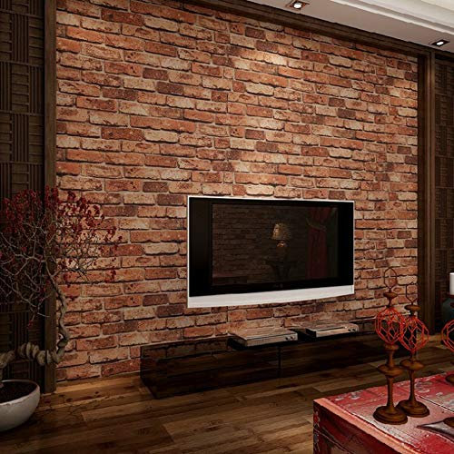 KeTian Modern Three-Dimensional Wallpaper Red Brick Wall PVC Wallpaper 3D Textured Bricks for Living Room/Tv Backdrop Wall/Hotel 0.53m (1.73' W) x 10m(32.8'L)=5.3m2 (57 sq.ft)