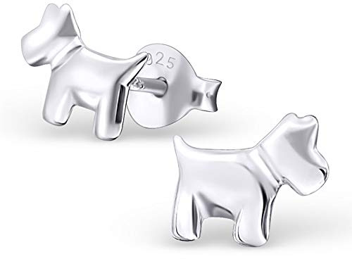 Monkimau Mädchen Ohrringe Hund Ohrstecker aus 925 Sterling Silver Silber