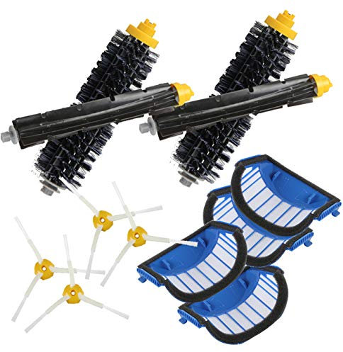 YanBan Set di 4 filtri AeroVac Blu + 2 spazzole Principali + 4 spazzole Laterali per iRobot Roomba 600 Series 620 630 650 660