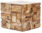 Brillibrum Design | Teakholz Beistelltisch | Treibholzhocker Teakholz Mosaik | Handmade | quadtaischer Couchtisch | 40 x 55 x 55 cm (H x B x T)