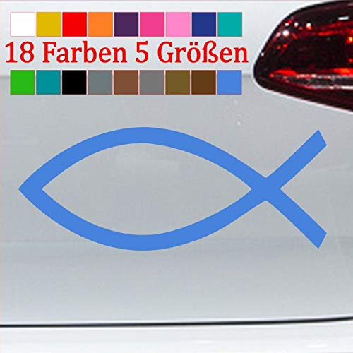 Taufe Fisch Aufkleber Firmung Sticker Ichthy Auto Sticker Kirche Jesus 98-Enzian 10x4cm