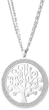 Collana lunga in acciaio inox a doppio strato, con ciondolo a forma di albero della vita, con cristalli scintillanti, gioiello da donna, collana maglione, catena regalo per mamma, moglie