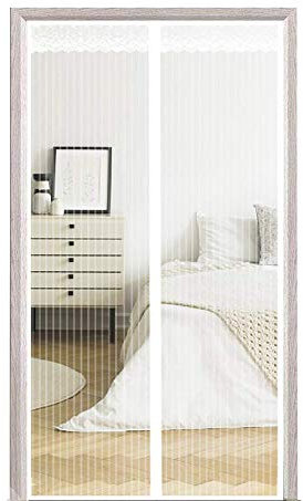 CHENG Fliegengitter Magnetvorhang für Türen 190x195cm, Magnetischer Fliegenvorhang Moskitonetz Insektenschutz Türen/Patio/Windows, Weiß