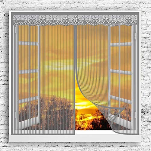 Vorhang Moskitonetz 70x125cm Vollrahmen-Klettverschluss Insektenschutz Balkontür Smart Selbstbausatz für Türen und Fenster, Grau A