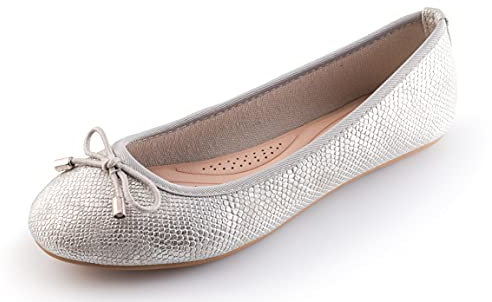 MIGILI 325 Ballerines Femme - Ladies Ballet Flats (Silver, Size 37)