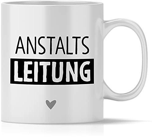 mindmonkeys® Anstaltsleitung | lustige Tasse mit Spruch | Sprüche Tasse Arbeit | Kaffeetasse Bürotasse | Chef Geschenke zum Geburtstag Jubiläum Abschied | Keramik 300 ml