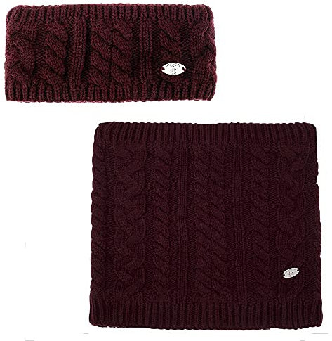 AnJuHoPa Snood Winter Frauen Zopfmuster Schal gestrickt Halswärmer Thermal Fleece gefüttert Klassischen Stil HeadNeck2pcsBGY