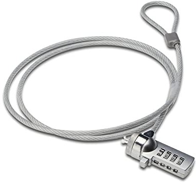 ACT Cable de Seguridad para Ordenador portátil de 1,5 m, Cable antirrobo portátil, Bloqueo de 4 Combinaciones, para Ordenador portátil y PC - AC9015