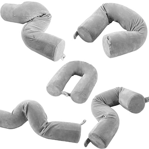 Reisekissen-Twist-Memory-Schaum-Nackenkissen für Nacken, Kinn, Taille und Beinstütze, super weich und bequem, für Flugzeug, Zug oder Auto, verstellbar, biegbares Rollkissen