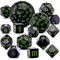 SIQUK 15 Stücke Polyedrische Würfel Set mit Beuteln D3-D100 Würfel Polyeder Würfel DND Spiel Würfel für Dungeons und Dragons RPG MTG, Schwarz und Grün