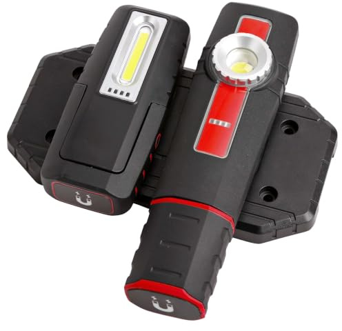 Neilsen CT5351 Twin Pack LED COB Work Lamp Torch - 5W, 400 & 500 Lumens | Twin pack, 5W work lamps, 3W torches, 400 and 500 lumens, 3.7V 2200mAh Li-ion battery