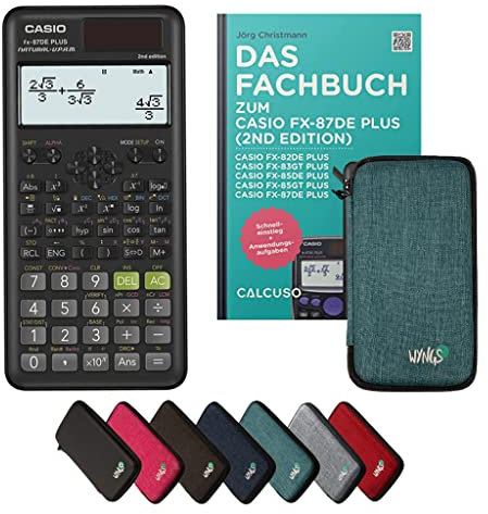 Casio fx-87DE Plus 2nd Edition inkl. Schutztasche Türkis & Fachbuch (48 Seiten, DIN A5) – Wissenschaftlicher Rechner – Smart Set