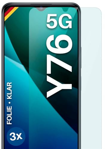 moex für vivo Y76 5G Schutzfolie Displayschutz Folie Ultra-klar HD 0,2 mm kompatibel mit jeder Hülle, Anbringen ohne Blasen, Handyfolie Extra Kratzfest, FlexProtect 3 Stück