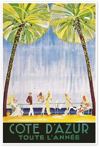 Cote D'Azur das ganze Jahr über (französisch) Poster von Vintage Travel Collection 40 x 60 cm Reisen Wanddeko