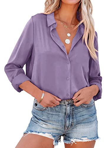 NONSAR Camicetta da Donna Elegante a Maniche Lunghe con Colletto Alto, da Ufficio, Casual