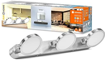 LEDVANCE SUN@HOME Badleuchte 450mm IP44, 20W, 1560lm, regulierbares Weißlicht (2200K bis 5000K), stufenlos steuerbar, dimmbar, passt das Licht automatisch dem Biorhythmus an, Schutzklasse IP44, Chrom