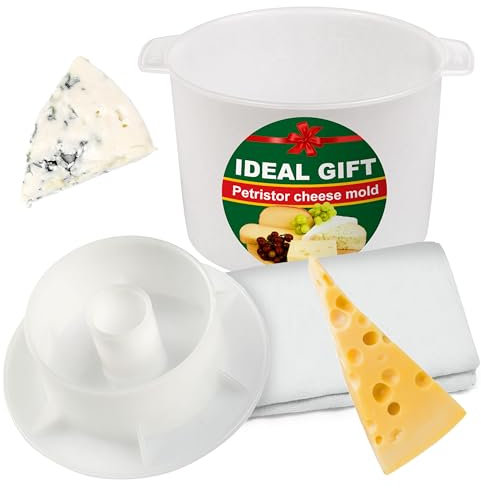 Cheese Mold for Cheese Making Cheese with Follower Piston 1/2 gal - Cheesemaking Supplies - Cheese Form Mold - Cheese Making Basket - Cotton Cloth For Straining - Molde Para Queso Casero