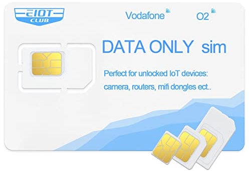 EIOTCLUB Sim Card, Data Only Sim Card for 4G Camera, 4G Wifi Router, Trail Camera, GPS Tracker, Compatible with Vodafone, 3, EE, O2 Networks, Pay As You Go, No Contract, No Credit Check (100MB 30days)