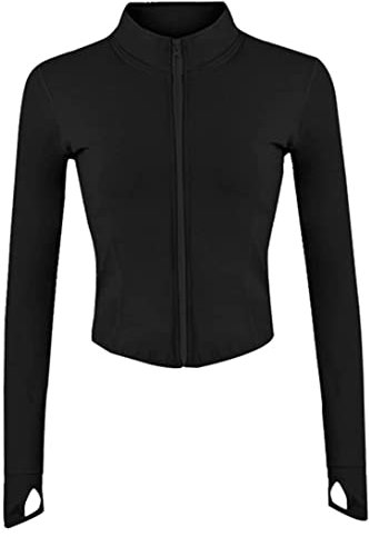 Muzrunq Veste pour Femmes Veste de Yoga Light Wear Longues Top Sport Femme Veste Haut Sport Femme Fitness Full Zip Running Track Jacket with Chôles de Pouce pour Yoga Entraîne