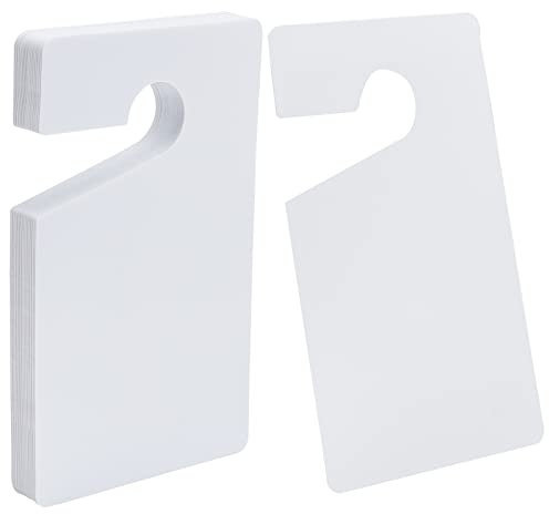 GLOBLELAND 30Pcs Plastic Door Knob Hangers Signs PVC Blank Door Signs Do Not Disturb Door Hanger Tag Parking Permit Sign for Office Bedroom Hotel Car Decoration, 12.7x7.62cm/5x3inch, White