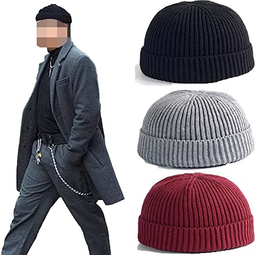Faringoto Winter Warm Beanies Casual Short Thread Hip Hop Hat Erwachsene Männer Frauen, 3 Stück, Einheitsgröße