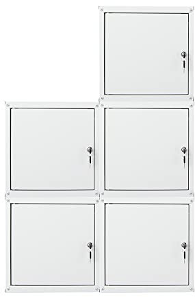 PROREGAL Mega Deal 5X Schließfachwürfel Cubic XL HxBxT 45x45x45cm Grau Schließfachschrank Metallspind Wertfachschrank Umkleideschrank 5 Fächer