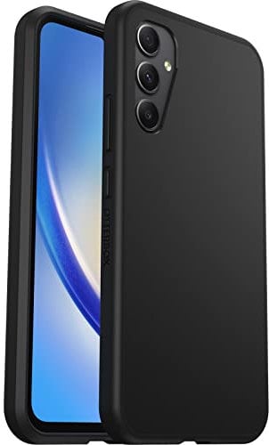 OtterBox Sleek Hülle für Samsung Galaxy A34 5G, stoßfest, sturzsicher, ultraschlank, schützende Hülle, Getestet nach Militärstandard, Antimikrobieller Schutz, Schwarz - Keine Einzelhandelsverpackung
