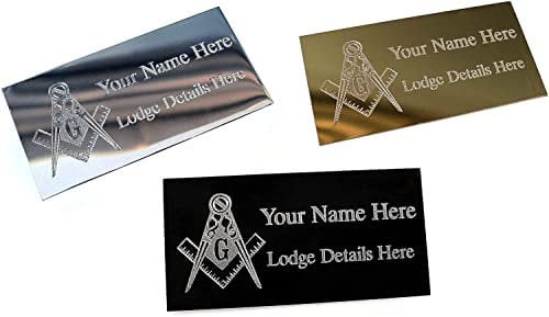 County Engraving Masonic Regalia Briefcase Name Plate Id Plaque Personalised With Name, Lodge Name & Lodge Number (Silver)