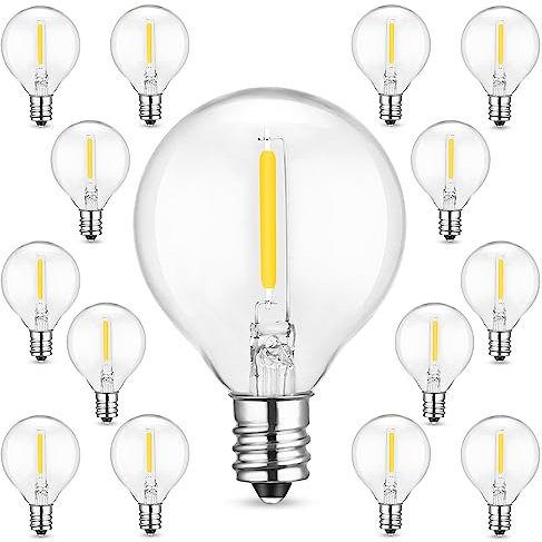 G40 Led Glühbirnen 15er Pack,7 Watt E12-Sockel G40 Kugelglas Glühbirnen, IP44 Wasserdicht Warmweiß für Lichterkette, Zuhause, Party, Hochzeit, Dekoration